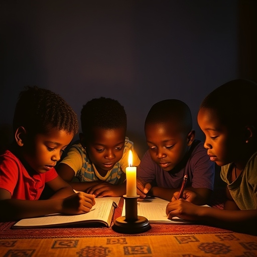 children reading under candle light | Mirabel's Stories